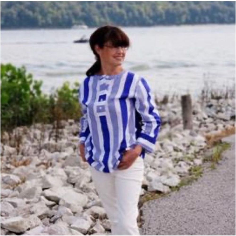 J.Crew Striped Popover Button Top NWT | S